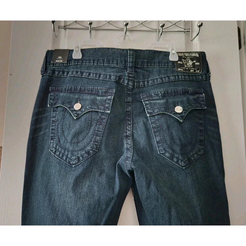 True Religion Mens GENO Flap Big T Blue Jeans Pant Relaxed Slim World Tour 38×32